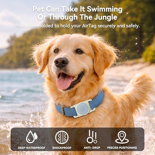 Image of GOCII for Airtag Dog Collar Holder 2 Pack,Waterproof Dog Collar Holder for Apple AirTag(Gen 1 & 2),Silicone Air Tags Case for Dog Collars(Beige & Gray)