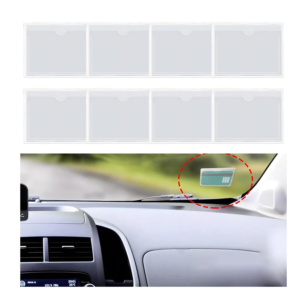 Portabiglietti Da Parabrezza Autoadesivo - Trasparente E Pratico (8 Pezzi) - Foto 5