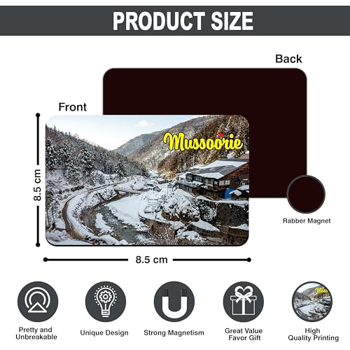 Image of Elegant Fridge Magnet with Themes |Rectangular Size Refrigerator Magnet with Magnetic Rubber Back | Pack of 1, 8.6cm X 5.4cm (Mussorie - Design 1)