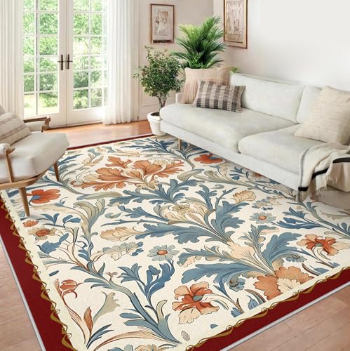 Tapis salon traditionnel vintage 100x150 cm lavable et antidérapant