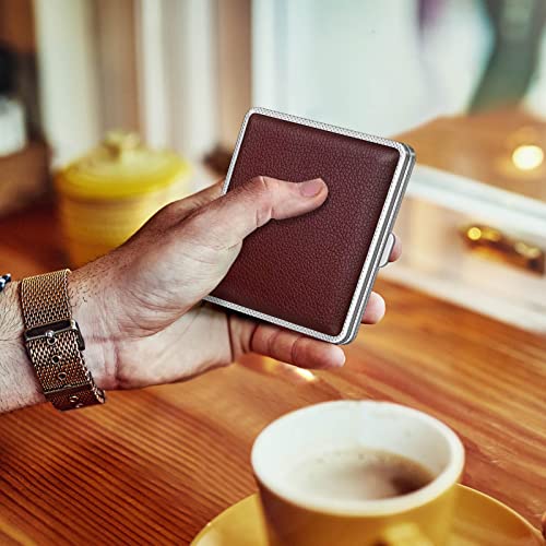 Roygra Cigarette Case For Regular And King Size, Can't Fit 100'S Size, Pu Leather 20 Capacity - 3 Pack (2 Black + Brown, 85Mm King Size) #TOP3