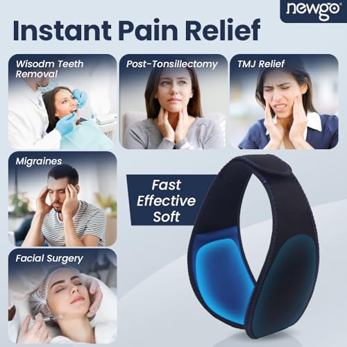 Image of NEWGO Wisdom Teeth Ice Pack Head Wrap for Face Oral Surgery, FSA Eligible, Jaw Ice Pack for Face with 4 Hot Cold Gel Pack for TMJ, Tooth Extraction, Tonsillectomy Recovery