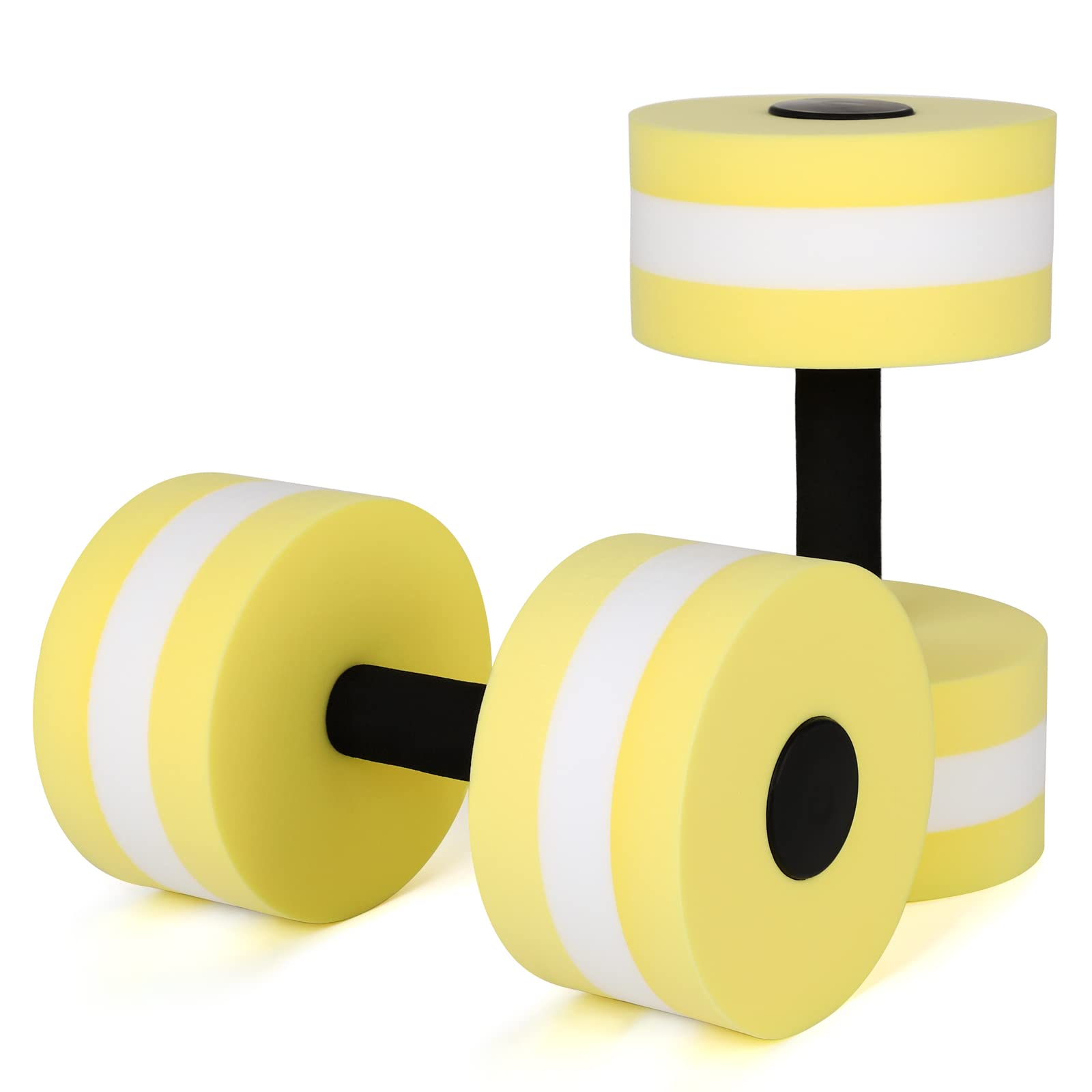2Pcs Water Foam Dumbbell, Aquatic Dumbbells Exercise Water Dumbbells Pool Dumbbells, EVA Water Aerobic Exercise Foam Dumbbells, Aquatic Aerobics Foam Dumbbell Equipment Fitness Tools(Yellow)