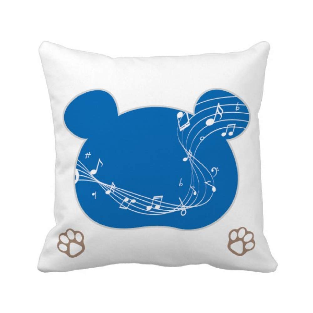 Housse de coussin carrée Dancg 5-le Staff motif ours bleu pour canapé usé