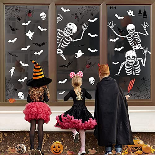 Halloween Decoration Window Clings Decor Indoor, Removable Skeleton Ghosts Bats Halloween Window Stickers Decals Decoration For Windows Glass Walls Halloween Haunted Home Party Decorations #TOP5