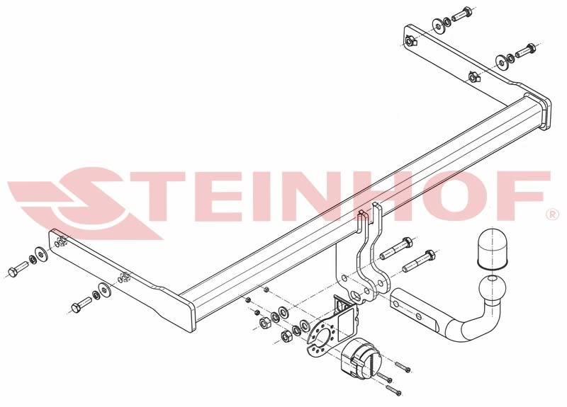 STEINHOF Gancio Traino Fisso Per Skoda Fabia I 6Y Station Wagon (2001-2007), Con Kit Elettrico 7 Poli Universale, Omologato
