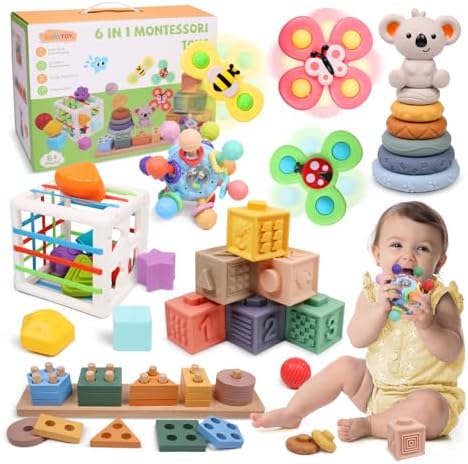 6-in-1 Montessori Baby Toys 0-6 6-12 Months, Infant Teething Toys...