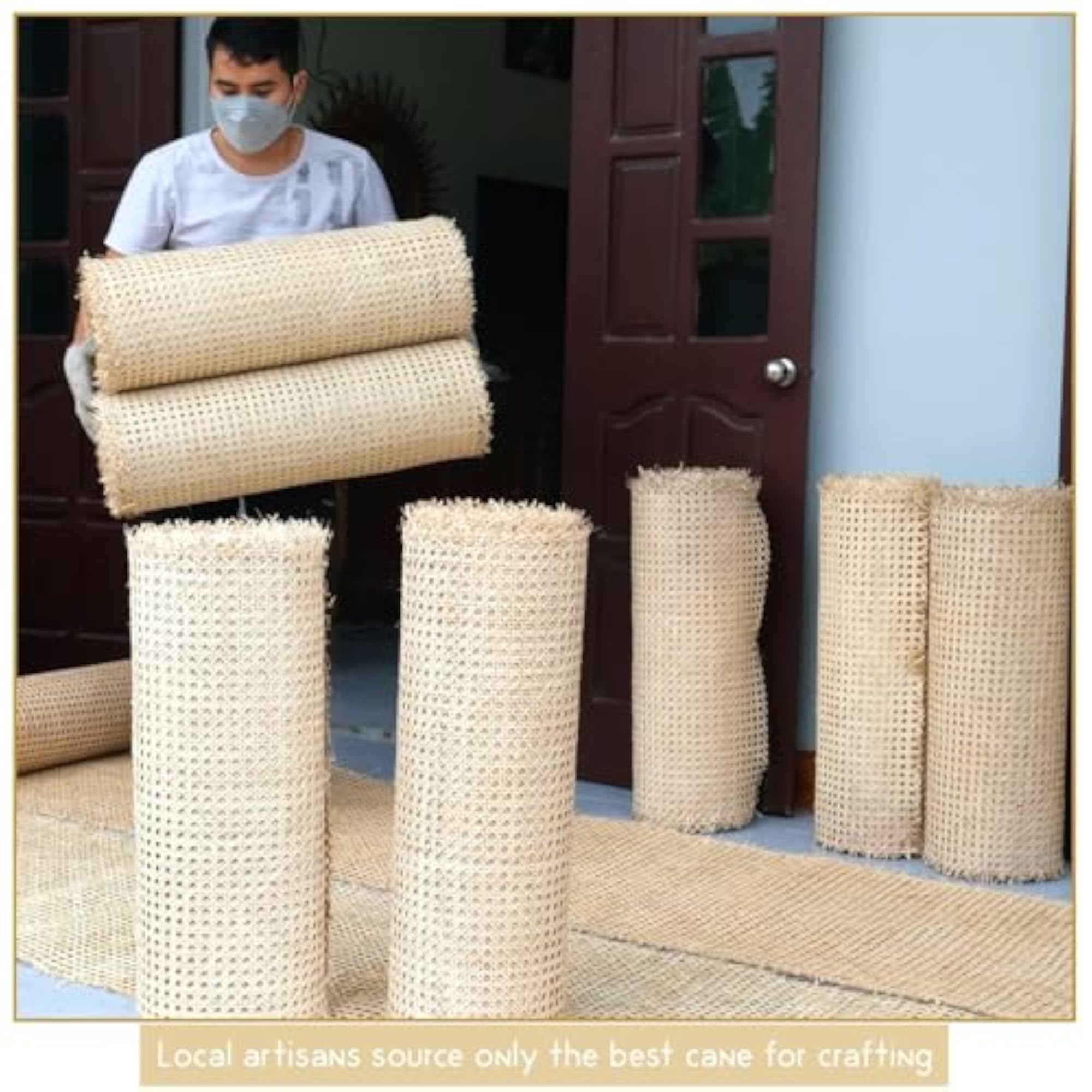 Natural Rattan Webbing for Caning Projects, 16" Width