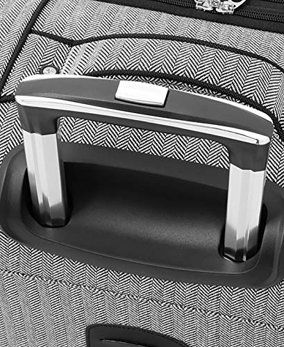London Fog Newcastle Softside Expandable Spinner Luggage, Black White Herringbone, Carry-On 20-Inch #TOP2