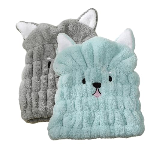2 Pezzi Asciugamani per Asciugare Capelli Asciugamano per Capelli in Microfibra Super Assorbente con Gatto Coniglio Orecchio Cuffia per Capelli Asciutti per Donne Ragazza Capelli Asciugamano Turbante