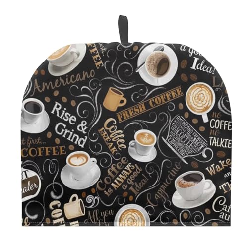 Doojoayie Coffee Pattern Tea Cozy for Teapot, Tea Kettle Cover Insulated Cosy, Novelty Gifts for Women Home Coffee Shop Table Top Decor