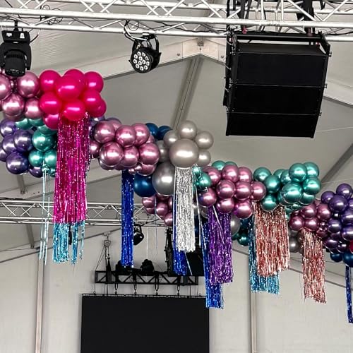 Image of Disco Balloons Garland Arch Kit - 22 18 12 10 5 inch Metallic Purple Blue Hot Pink Green Silver Chrome Disco Balloon with for Birthday Sing Themed 70S 80S 90S Bachelorette Party Decorations