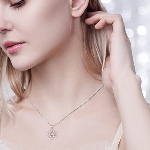 Miniatura 5 de EVER FAITH Collar con colgante de copo de nieve de plata de ley con colgante de flor de nieve y circonita brillante