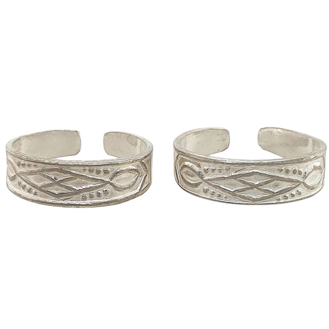 Stylish & Beautiful Pure Chandi/Silver Sparkling Plain Elementary Designer Toe Rings/Bichiya For Women ~ 2 Pieces ~ 4.200 Grams-image-46