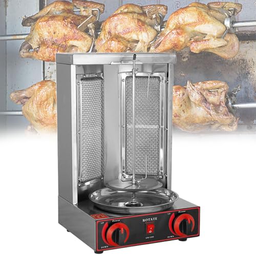 Máquina para Asar, Máquina para Cocinar de Pollo con 2 o 3 Quemadores, Asador Vertical a Gas Gyro Rotisserie Oven Doner Kebab Machine, para Fiestas en la Cocina del Restaurante en Casa,Dual