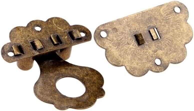 Bronze Tone Hasp,Decor Hook Lock,Antique Latch Hook,Antique Bronze Hasps Lock Decorative Jewelry Wood Box Padlock Retro Suitcase Latch Hook with Screws Vintage Hardware