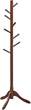 VASAGLE Coat Rack, Solid Wood Coat Stand, Free Standing Hall Coat Tree with 8 Hooks, Dark Walnut URCR01WN