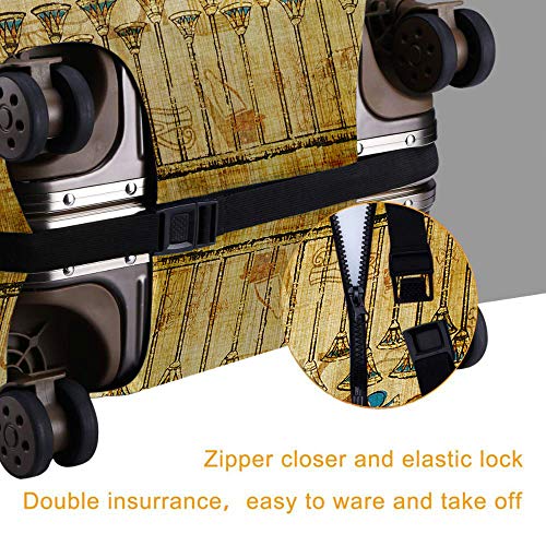 Moslion Egyptian Suitcase Protector Vintage African Papyrus Pharaoh Maids With Sword Cat Bird Travel Luggage Covers Baggage XL Fit for 29-32 Inch Suitcase Brown4