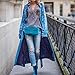 JFJLETY Trench-Coat Femmes Mode Imprimer Élégant Bureau Dame Automne Hiver À Manches Longues Velours Confortable Dames Streetwear Long Manteau-Bleu,M