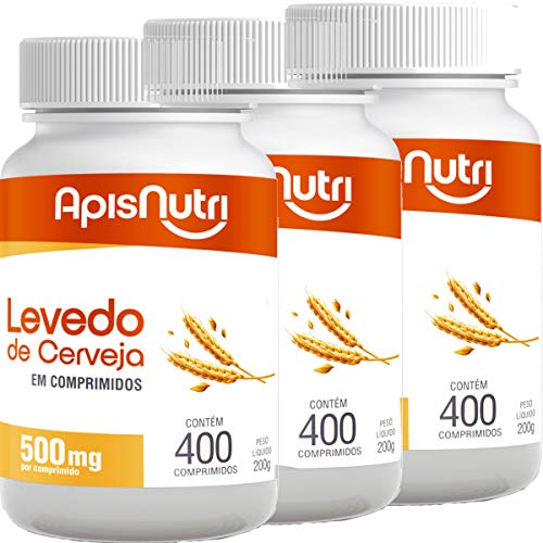 Kit 3 Levedo de Cerveja 500mg Apisnutri 400 Comprimidos