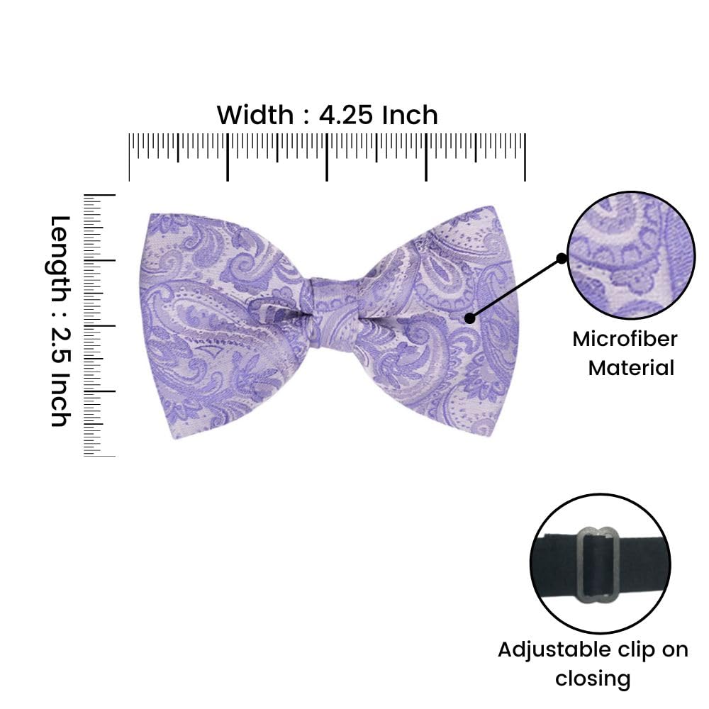 The Tie Hub Paisley Purple Microfiber Bow Tie For Men - Image 5 thumbnail