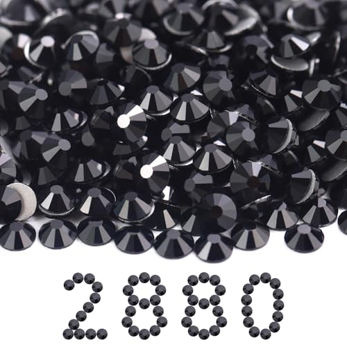 Image of Flatback Rhinestones Bulk, 2880PCS Black Rhinestones for Clothes DIY Decoration Crafts, Black, SS30, 6.3-6.5mm