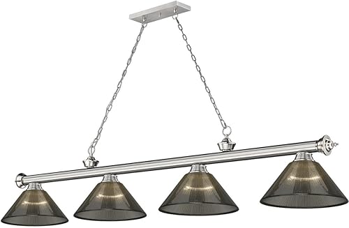 Z-Lite 2306-4BN-ARS - Colgante de billar Cordon, 4 luces, 240 vatios totales, níquel cepillado