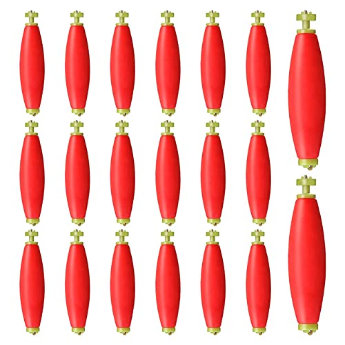 Srutueo 20 Pieces Fishing Bobbers Weighted Foam Snap on Float Weighted Bobbers for Fishing Tackle Accessories Fishing Supplies, red & yellow