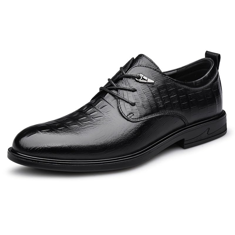 Men‘s Classic Leather Oxford Dress Shoes Modern Formal Lace-Up Brogue Business Casual Pointed Toe Tuxedo Work Shoes