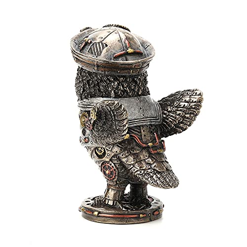 Veronese Design 4 3/8" Steampunk Dixie Cup Submariner Owl Cold Cast Bronzed Resin Sculpture Animal Figurine #TOP1