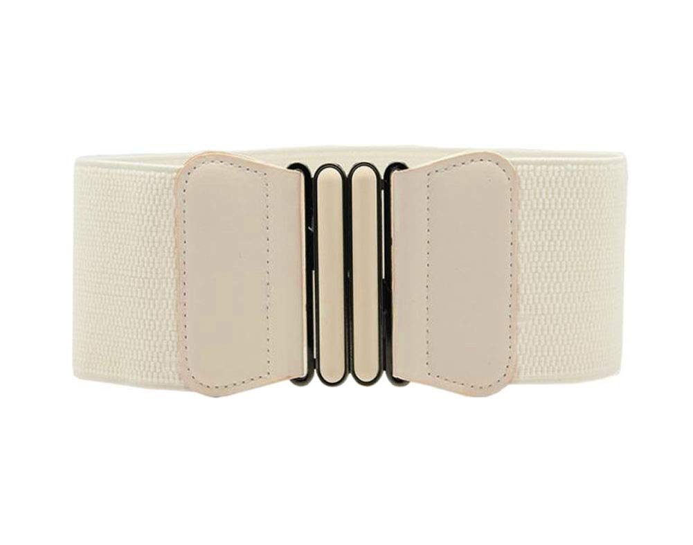 Diyafas Women's Beige Wide Waist Cinch Belt Elastic Waistband Stretchy Dress Belts For Girls