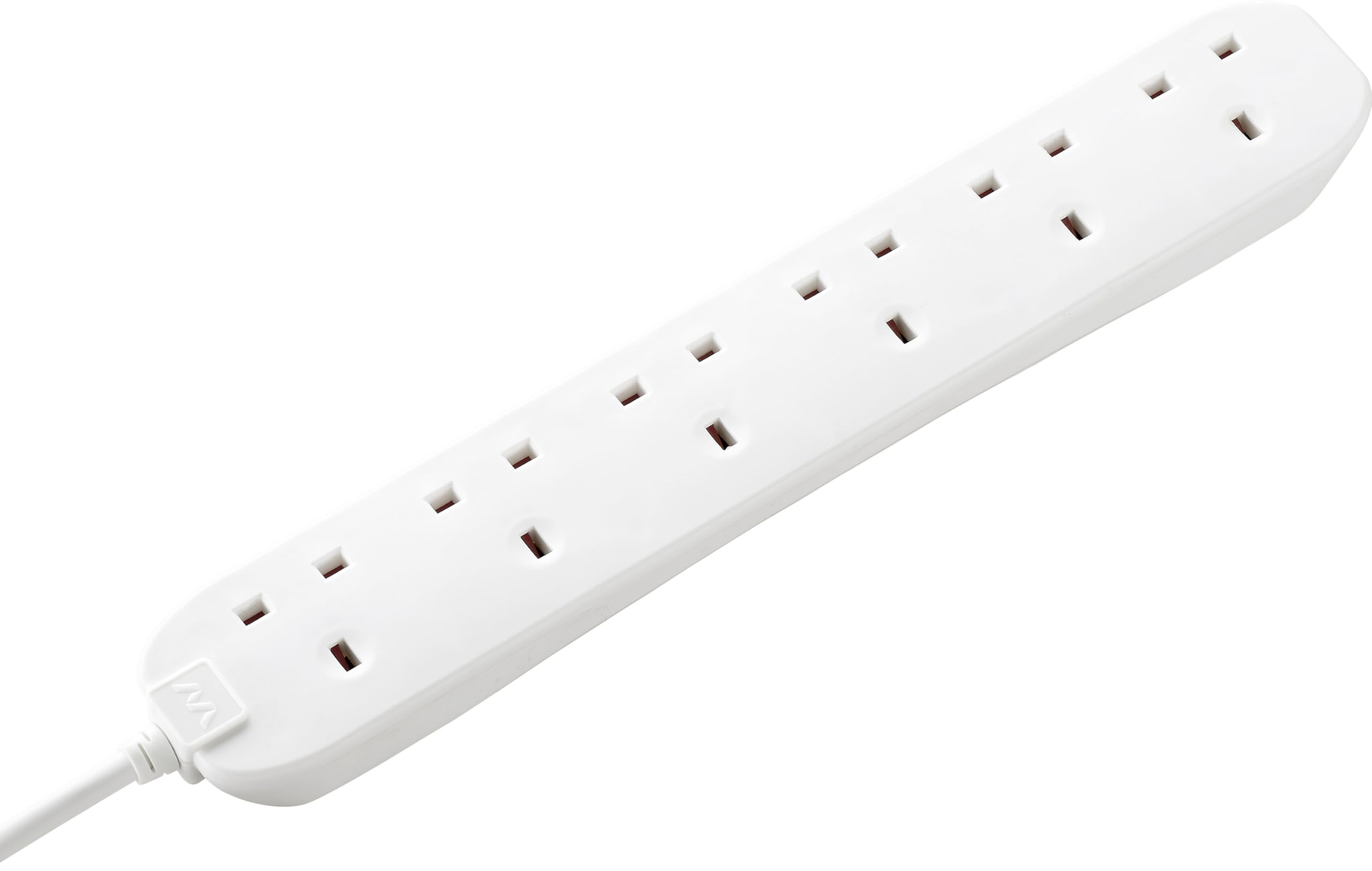 Masterplug Six Socket Extension Lead, 3 Metre Cable, Unswitched, 6-Way Plug Extension Cable, Power Strip, Basic Power, White, 13A, 6G, 3m, BSG3N