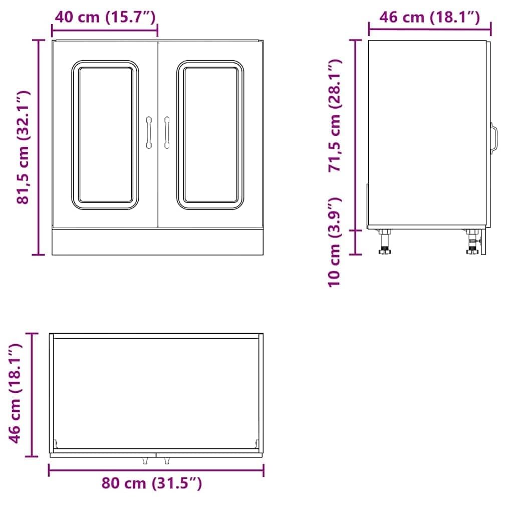 vidaXL Spülenunterschrank Kalmar Weiß 80x46x81,5 cm Holzwerkstoff, Küchenunterschrank, Unterschrank für Küche, Küchenzeile, Küchenschrank