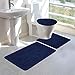 Pauwer Bathroom Rugs Sets 3 Piece with Toilet Cover, Non Slip and U-Shaped Contour Toilet Mat, Absorbent Bath Mat Set, Machine Washable for Floor, Navy
