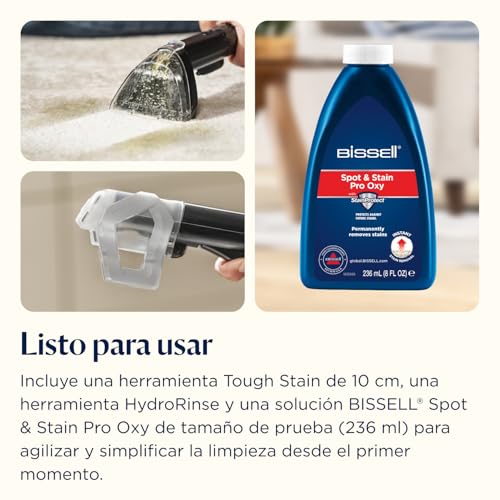 BISSELL SpotClean ProHeat Advanced, Aspiradora de agua tapiceria, limpia tapicerias multisuperficie compacta, Potente 1125W, Sistema triple limpieza profunda para manchas difíciles, Con cable, 3924N - imagen 11