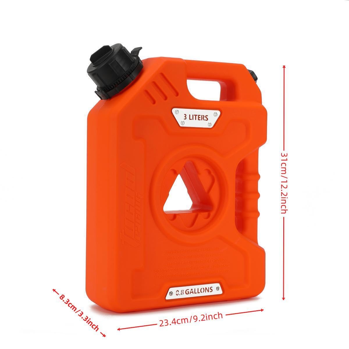 3L Portable Fuel Drum Canister Gasoline Container Reserve Plastic Petrol Tank Diesel Storage Can Fit for Motorcycle SUV ATV Cars Boat Offroad (3L Orange Only Tank)