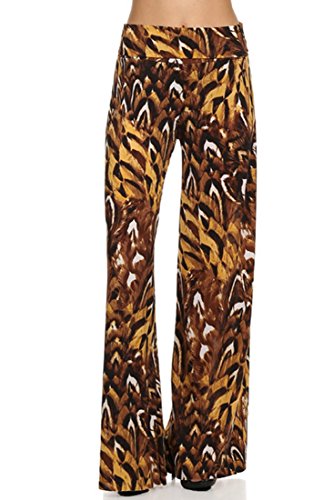 ICONOFLASH Women's Wide Leg Palazzo Pants with Fold-Over Waist