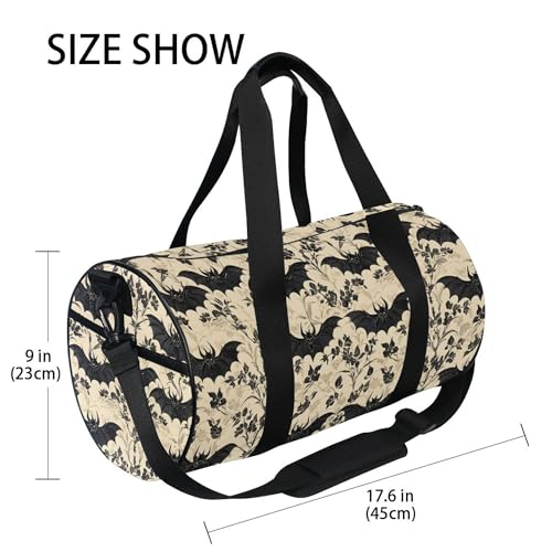 MNSRUU Sports Duffel Bags, Bats and Flowers Vintage Athletic Gym Bag Overnight Workout Travel Tote Luggage for Men Women Yoga4