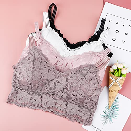 Uratot 4 Pieces Lace Racerback Bras Breathable Adjustable Straps Daily Bras For Women #TOP3