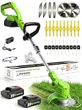 ASZSUSL Cordless Weed Wacker,Lightweight 21V Battery Operated Electric Weed Wacker with 2 Battery,3-in-1 Stringless Grass Trimmer/Weed Trimmer/Grass Cutter,Lawn Trimmer Cordless for Yards Garden
