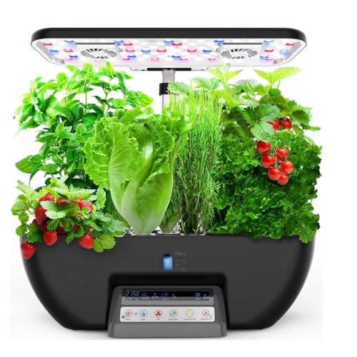 Sistema di coltivazione idroponica – Kit di germinazione interna con pompa, serbatoio dell'acqua rimovibile, luce di crescita automatica a LED e pannello touch LCD per casa, cucina e giardinaggio