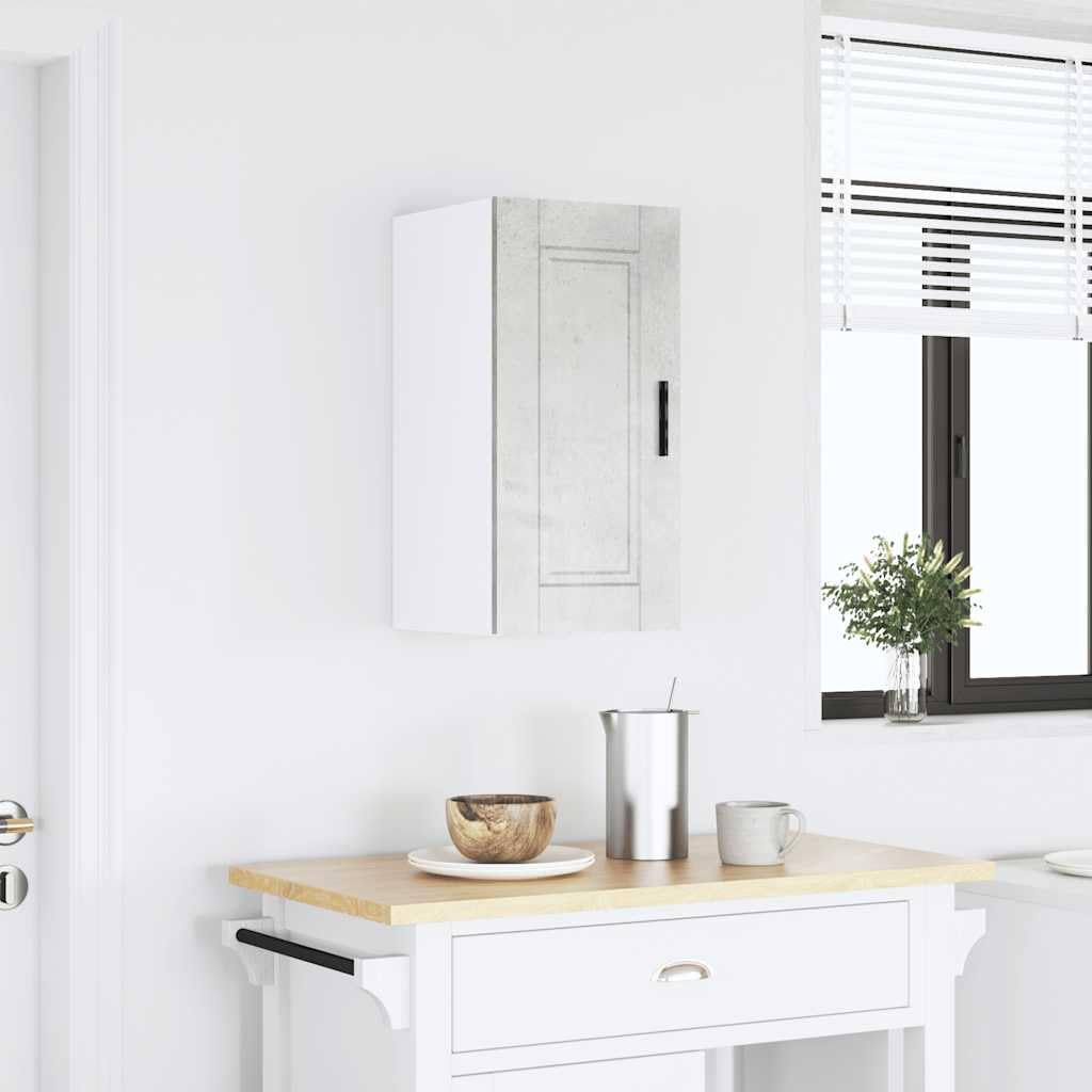 Armoire Murale de Cuisine Porto Gris béton en Bois d'ingénierie 30x31x60 cm avec Porte et étagère pour Rangement Vaisselle et épices, Meuble Pratique pour Salon et Salle à Manger