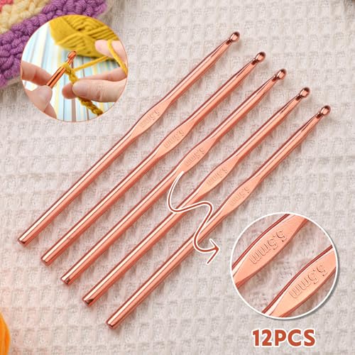 Image of UzecPk 12PCS 5.5mm Aluminum Crochet Hooks, Size I (Size 9) Crochet Hook, Metal Crochet Needles Crochet Hooks Bulk for arn Craft Beginners Women Adults