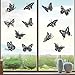 Große Schmetterling Anti-Kollision Fenster Aufkleber Transluzent/ Abstaubt Alarm Vogel Aufkleber Fenster Aufkleber Verhindern Vogelschlag auf Türen und Fenster Glas (Schwarz, 20 Stücke)