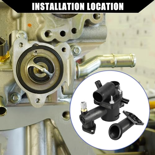 Hihaha No.AJ89485 Motorkühlmittelthermostat-Gehäusebaugruppe für Jaguar XJ8 2004-2005 / Innerer Wasserpumpenthermostat/Langlebiges Kunststoffmaterial / 1 Stück Schwarz