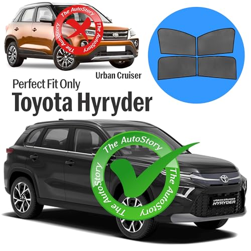 Image of AutoStory Custom Fit Black Mesh Car Sunshade for Toyota Hyryder | UV & Heat Protection Car Window Curtains | Privacy Car Sun Shade | Breathable Vehicle Specific Side Window Shades