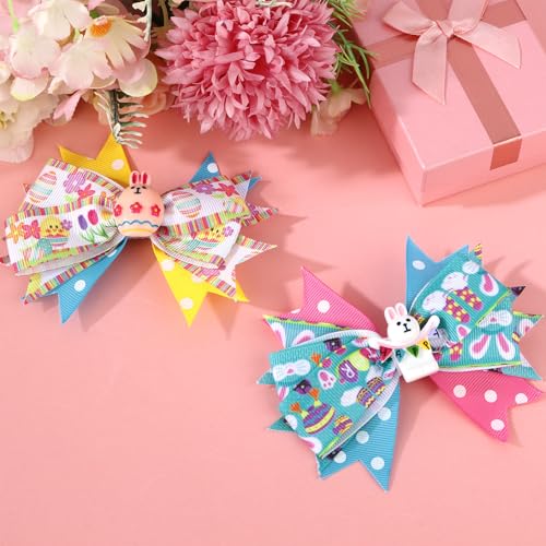 Pinzas para el cabello con moño colorido para niñas miniatura 3