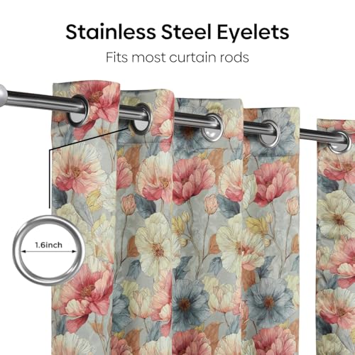 Image of haus & kinder Blackout Window Curtains 5 Feet Long Pack of 2 Window Curtains, 5 Feet Curtains for Window, 100% Room Darkening (Floral Canvas, 114x152 CM)