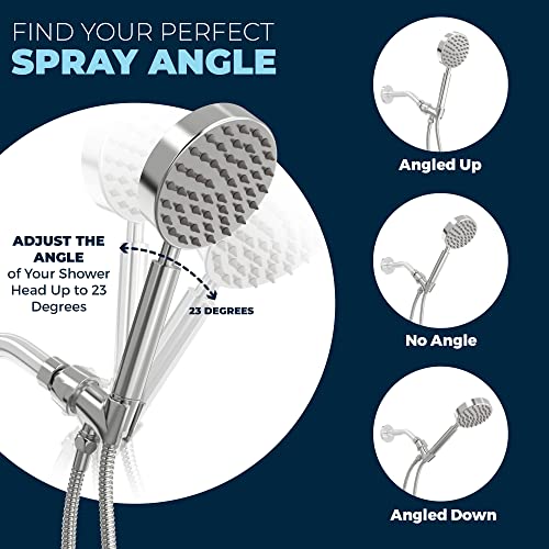 All Metal Shower Head Holder And 72 Inch Flexible Hose, Polished Chrome | Hand Held Showerhead Replacement Parts Kit #TOP3