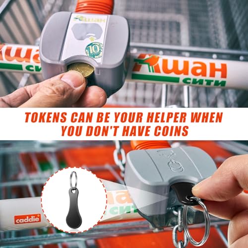 Image of Shimeyao 4 Pcs Portable Aluminum Alloy Keyring Shopping Cart Trolley Tokens Quarter Keychains Gift for Men Women Valentines